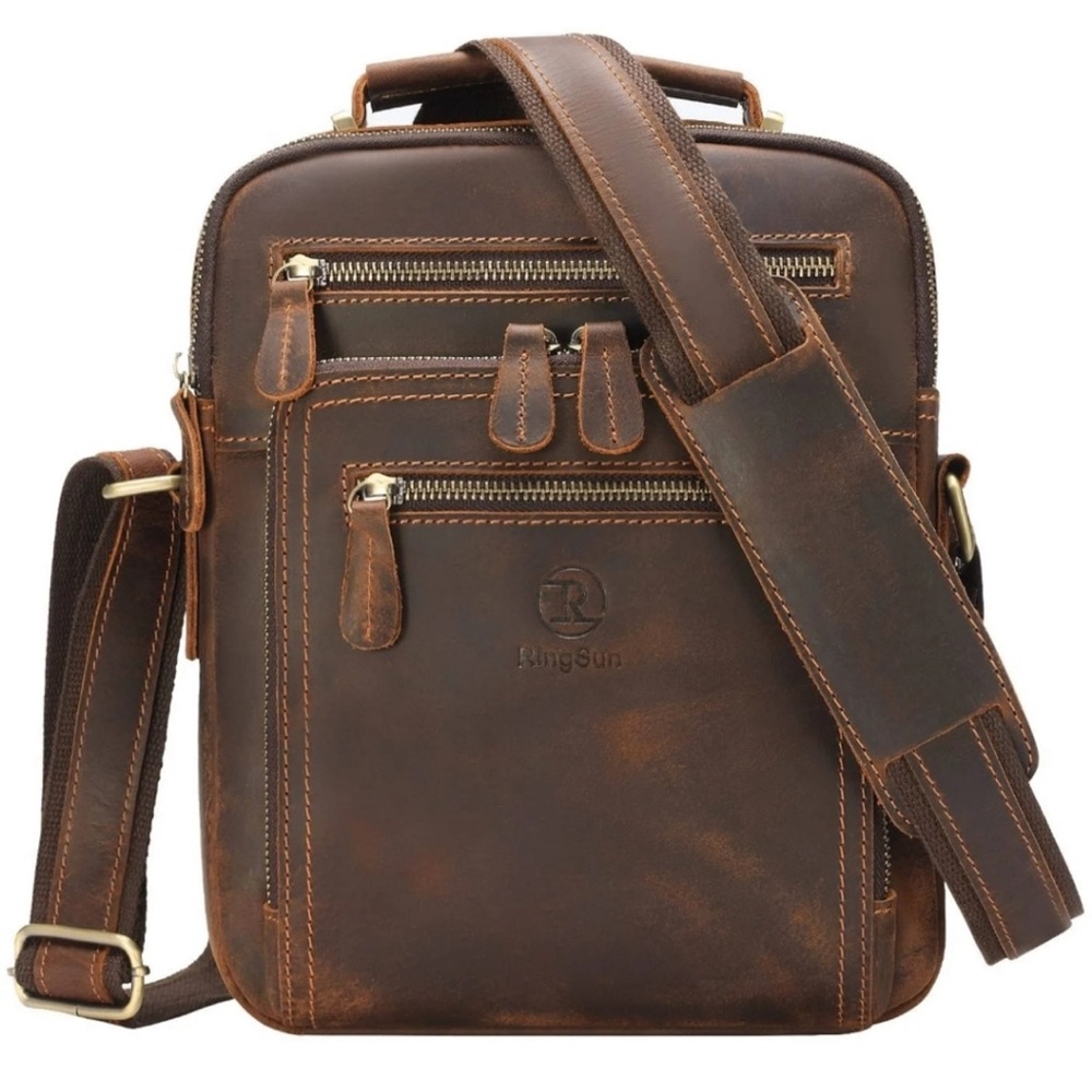 Ring Sun NWOT Hand Crafted Leather Messenger Bag